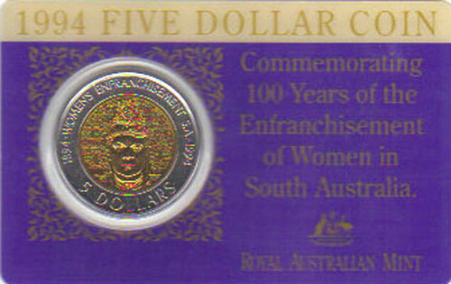 1994 Australia $5 (Women Enfranchisement) Unc K000034
